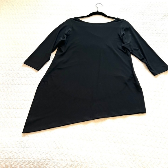 Sympli Nu Focus Asymmetric Hem Cut Out Shoulder 3/4 Sleeve Tunic Size 10 Black - Picture 8 of 17